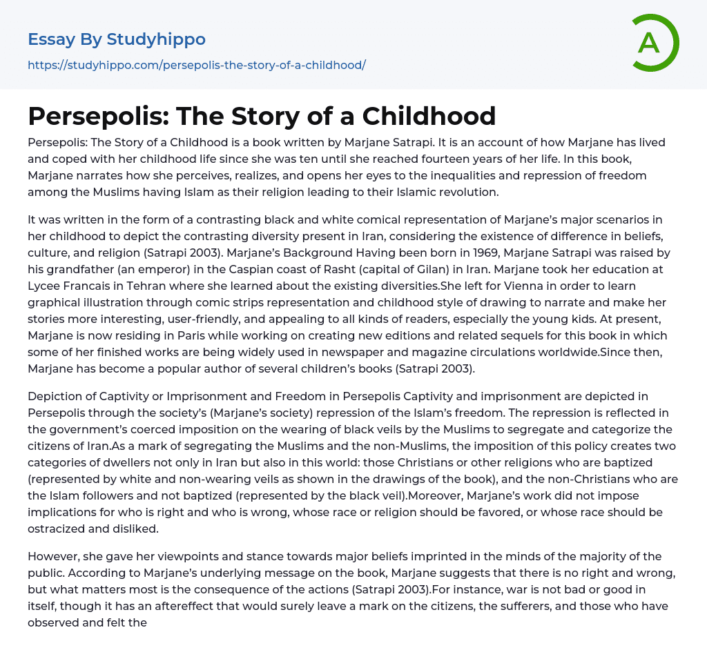 Persepolis: The Story of a Childhood Essay Example