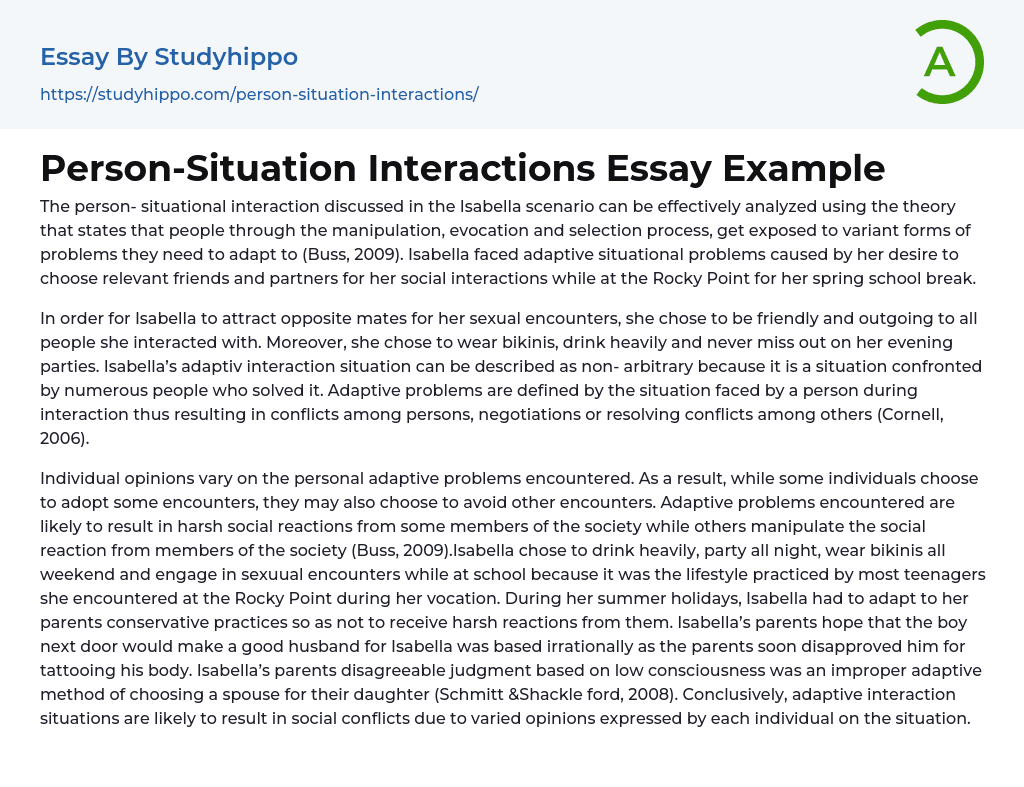 Person-Situation Interactions Essay Example