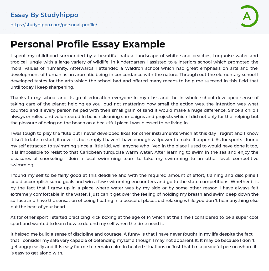 profile essay examples for students