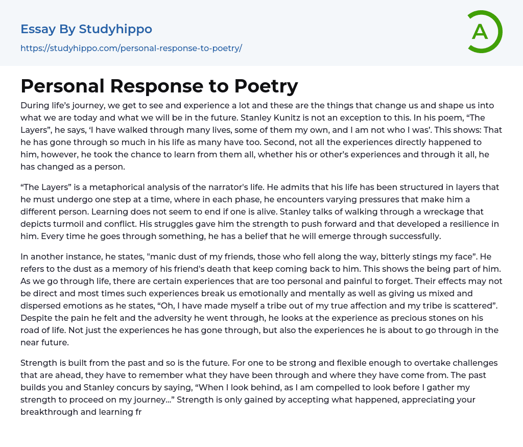 personal response essay sample