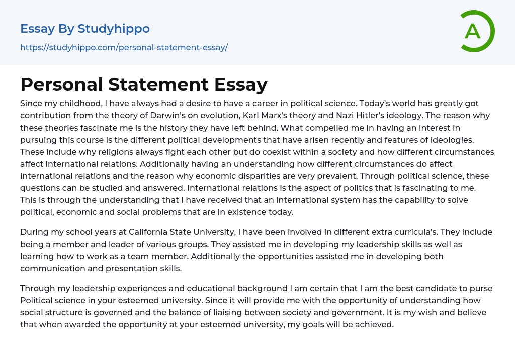 Personal Statement Essay