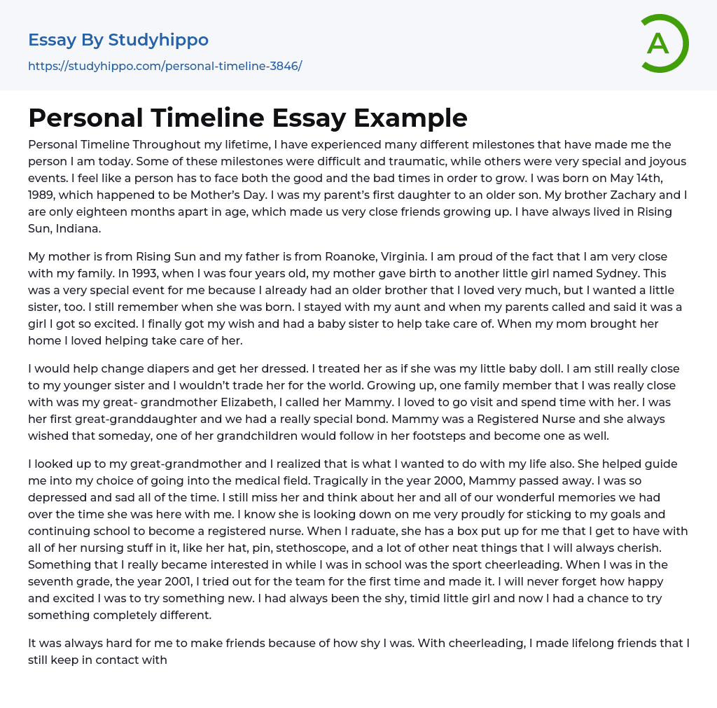 Personal Timeline Essay Example