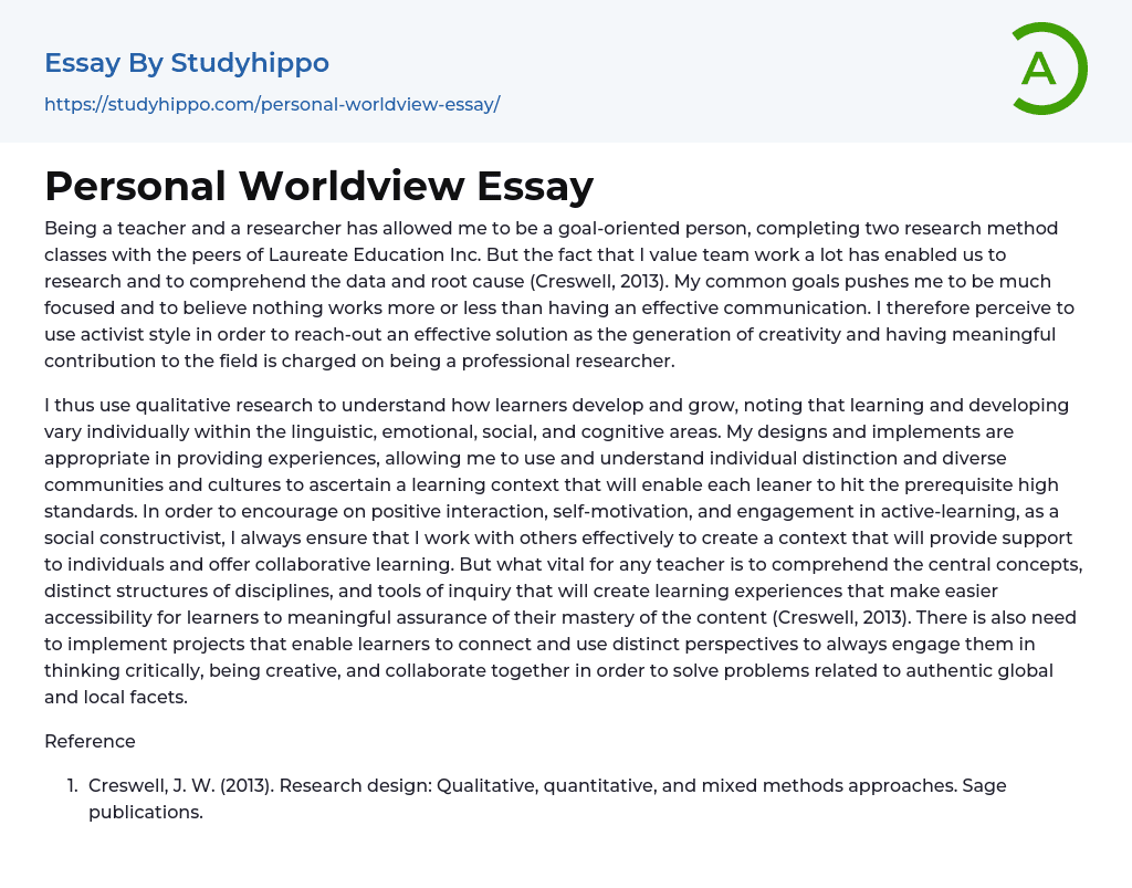 Personal Worldview Essay