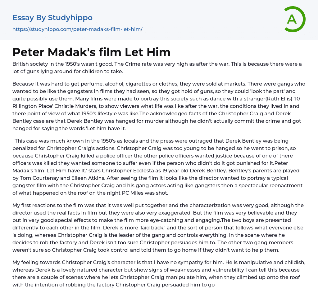 Peter Madak’s film Let Him Essay Example