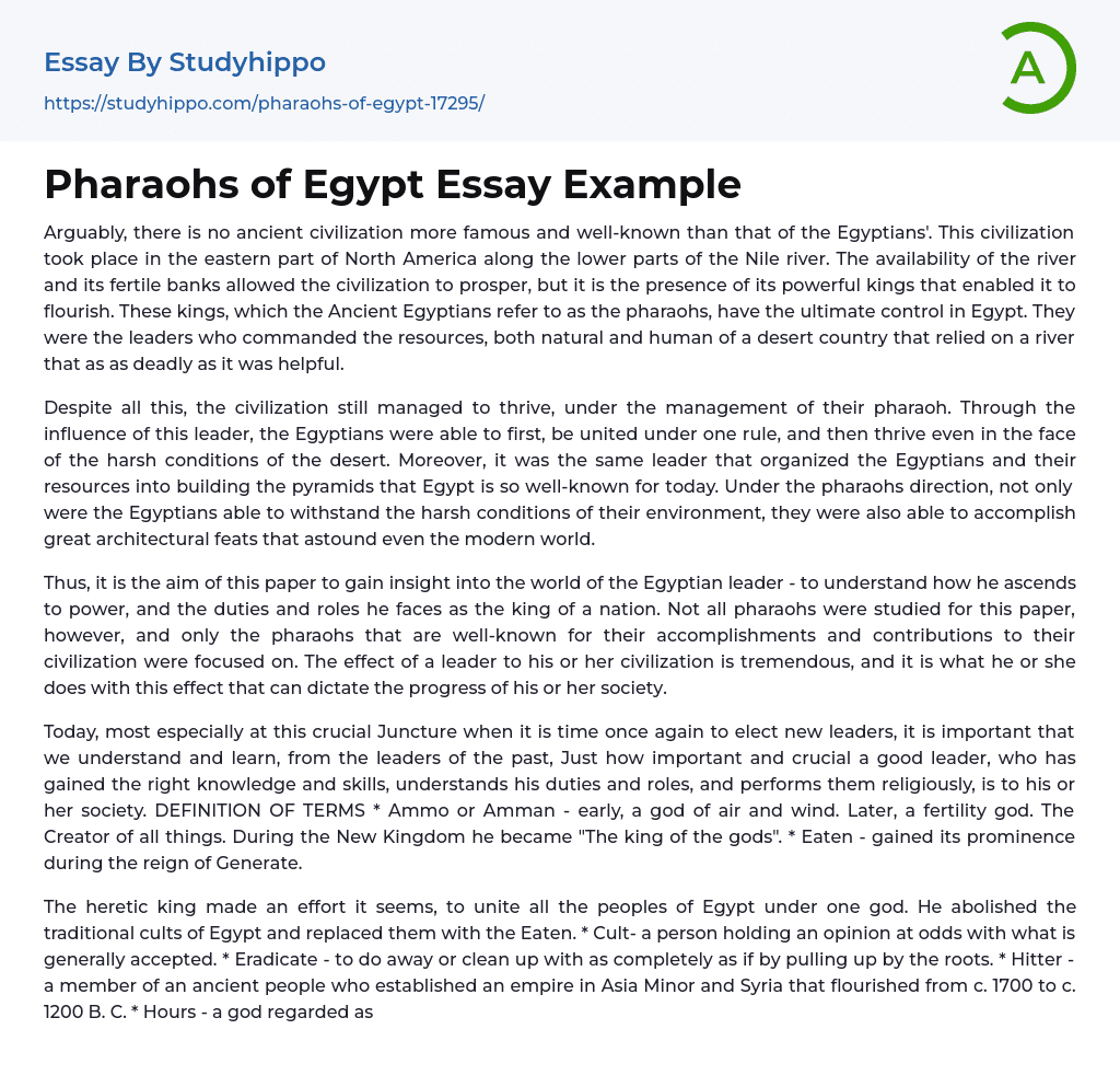gods of egypt essay