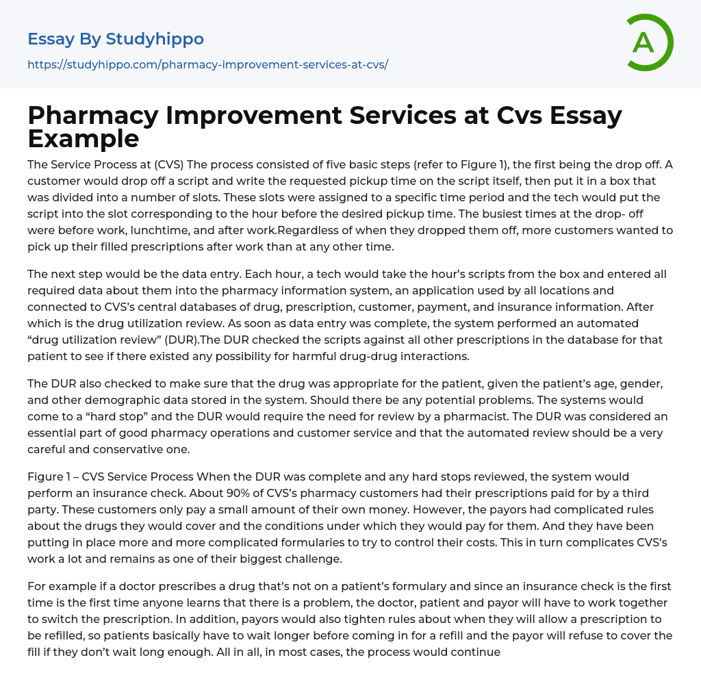 Pharmacy Improvement Services at Cvs Essay Example