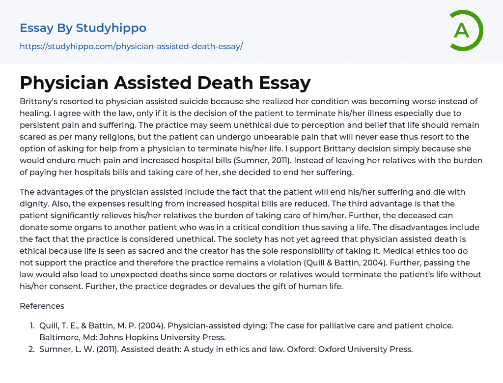 Physician Assisted Death Essay