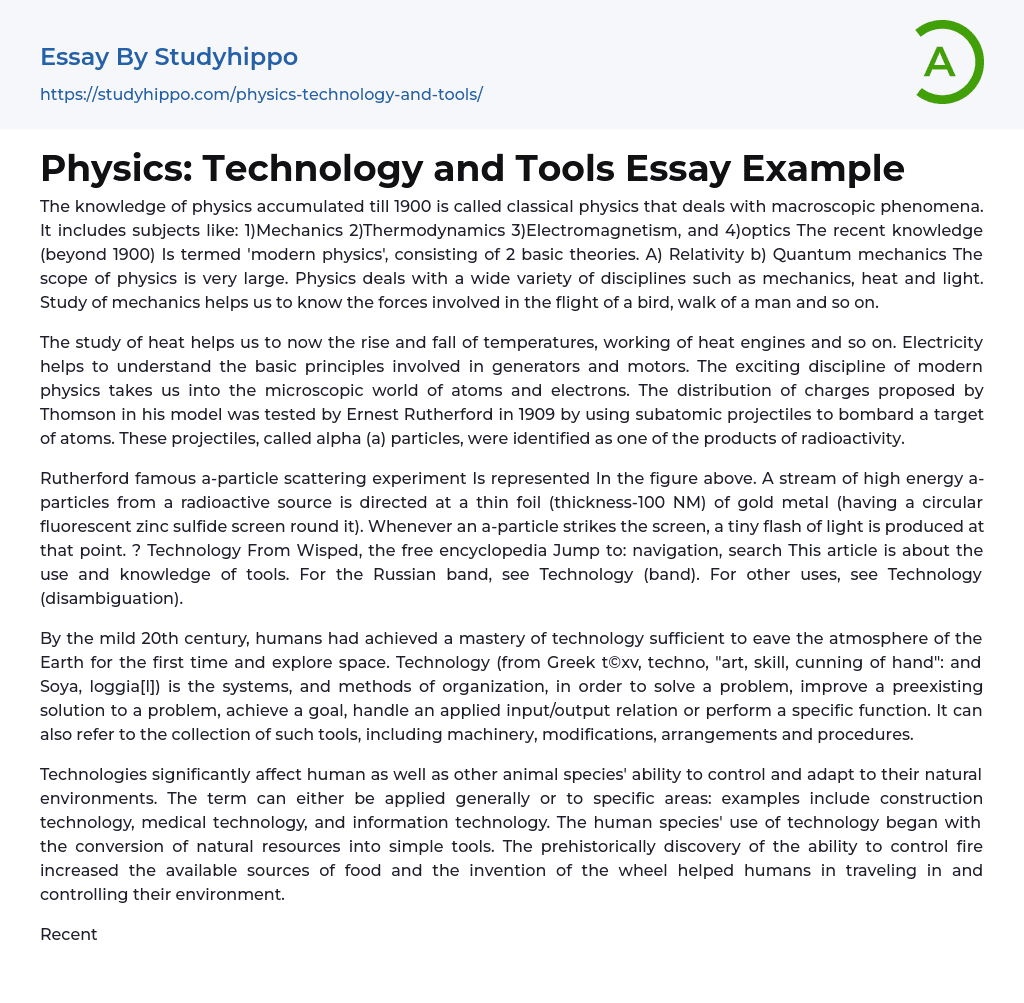 physics and technology essay