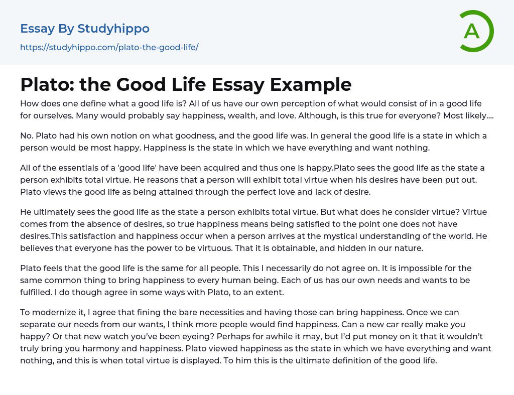 having a good life essay