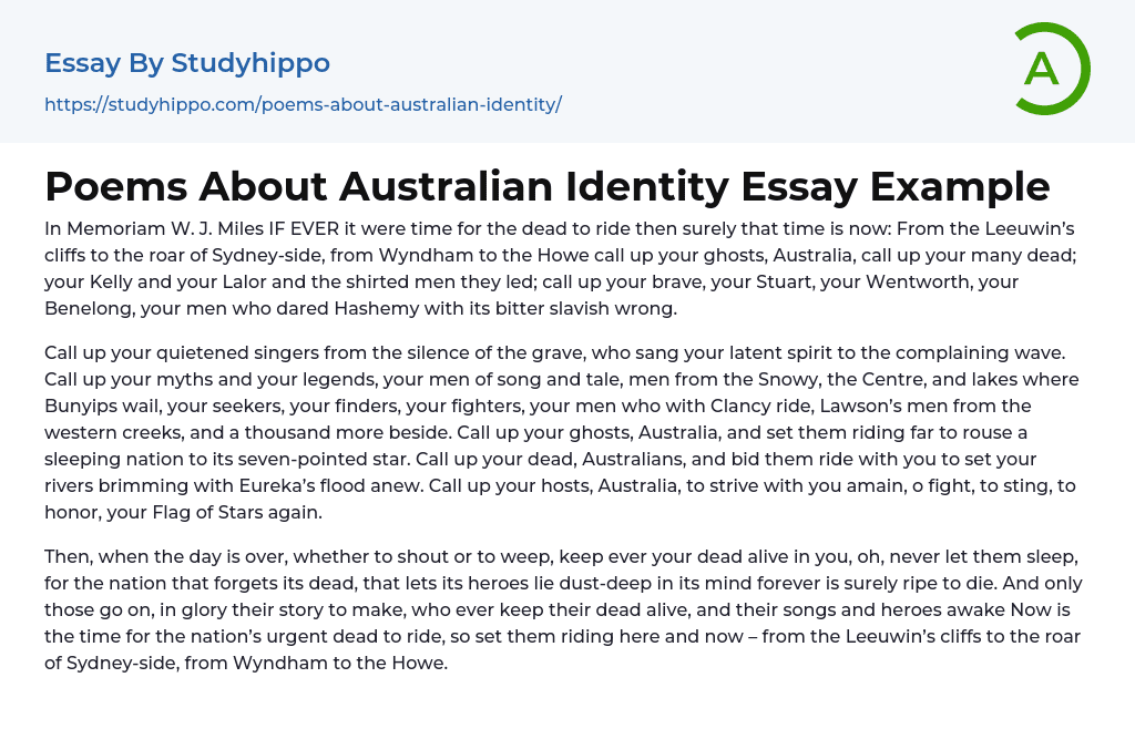 Poems About Australian Identity Essay Example