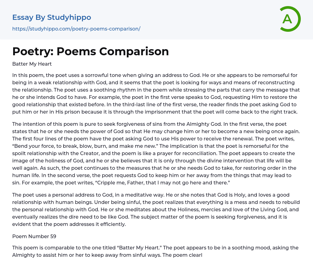 poetry comparison model essays