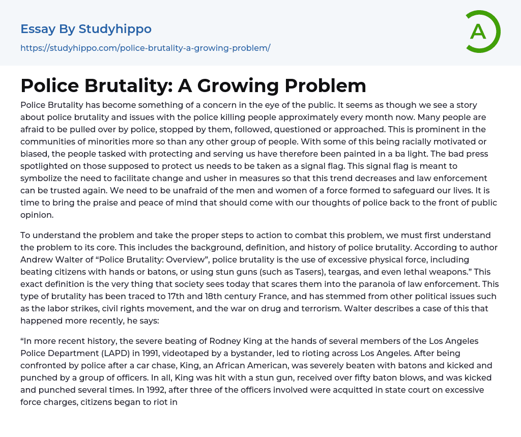 Police Brutality: A Growing Problem Essay Example