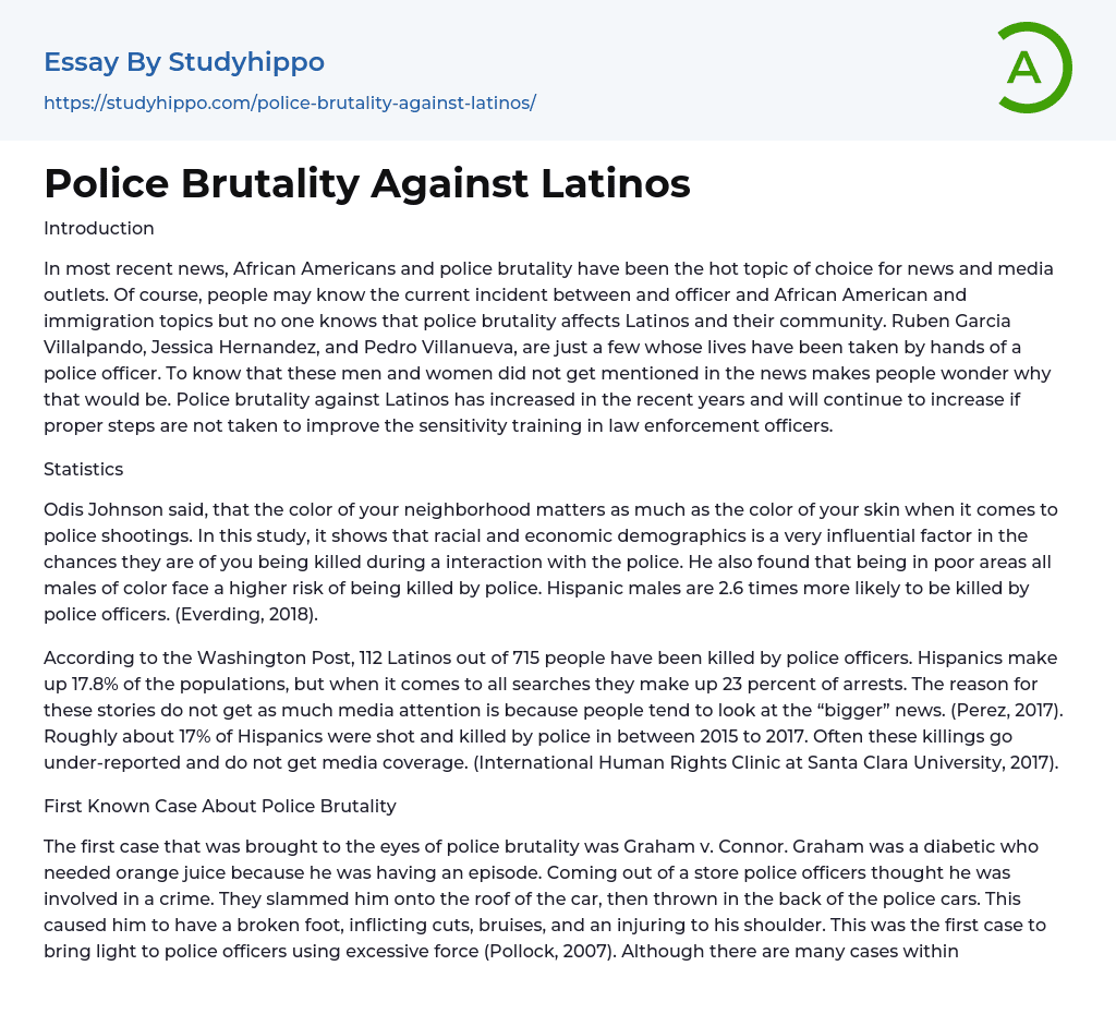 Police Brutality Against Latinos Essay Example