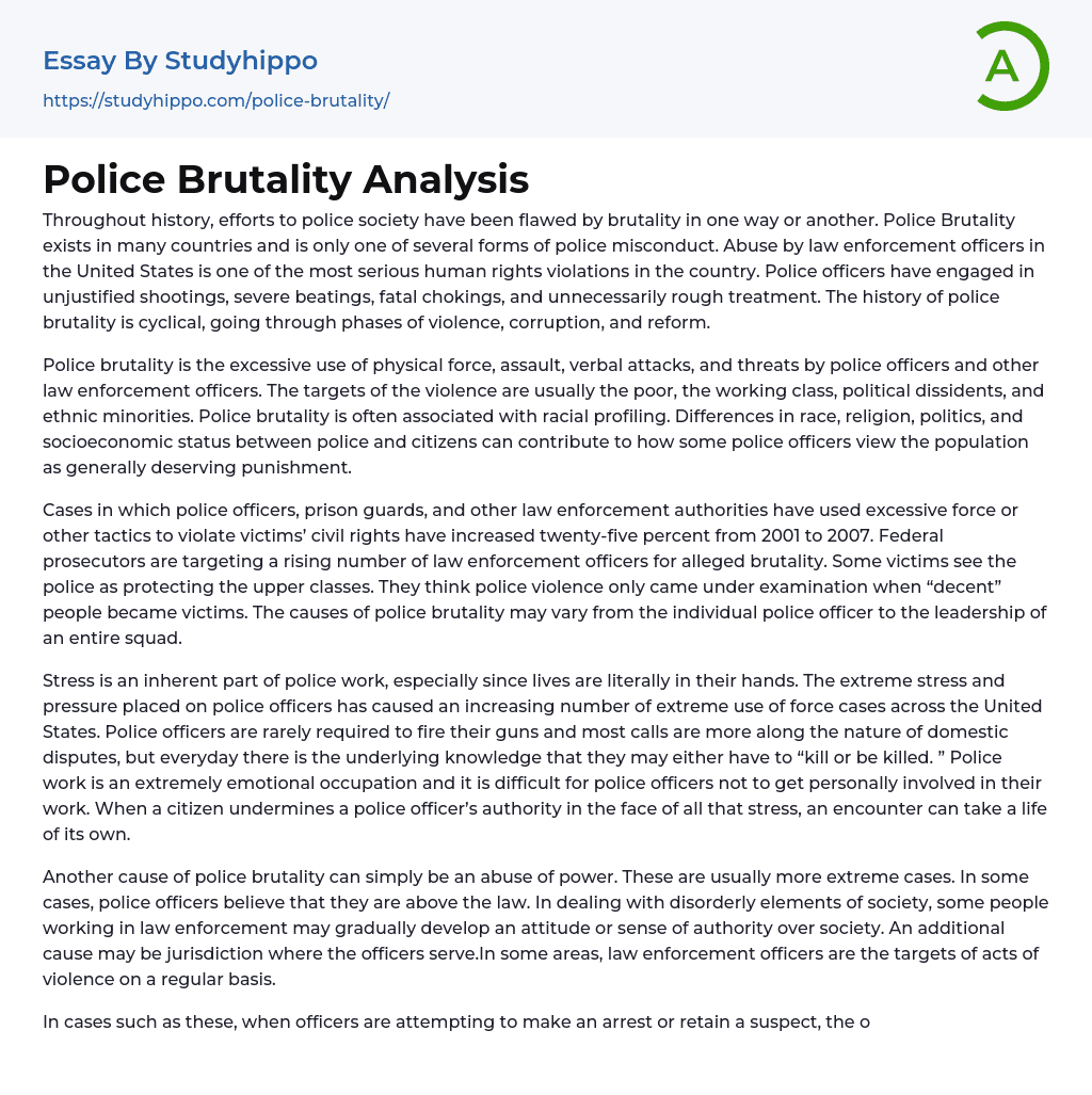 Police Brutality Analysis Essay Example