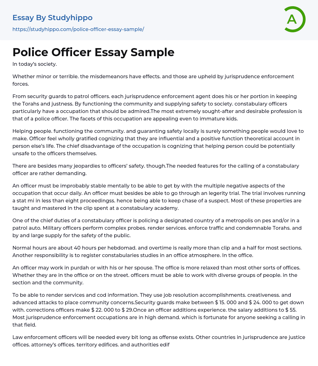 Police Officer Essay Sample