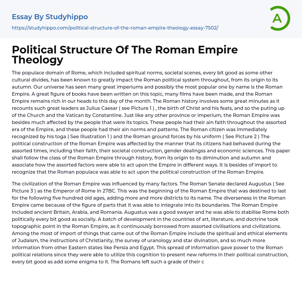 Political Structure Of The Roman Empire Theology Essay Example