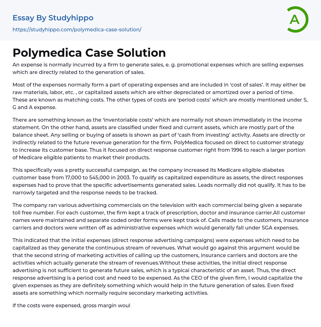 Polymedica Case Solution Essay Example