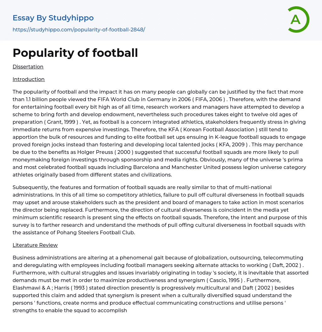 essay on football popularity