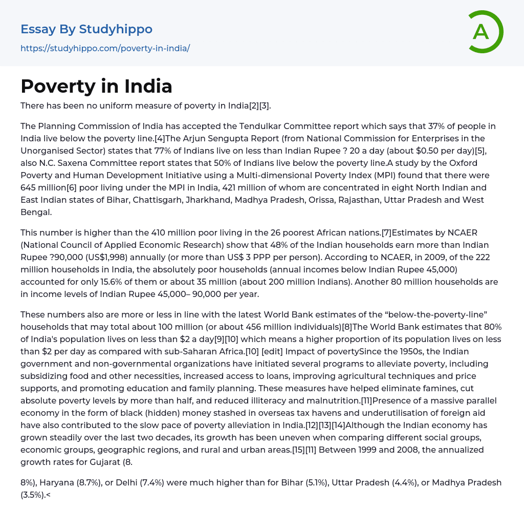 Poverty In India Essay Example StudyHippo