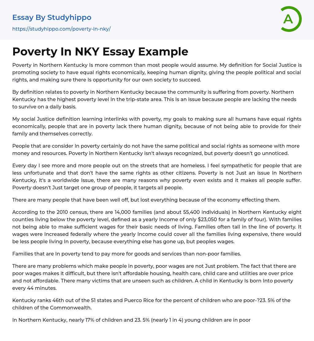 Poverty In NKY Essay Example