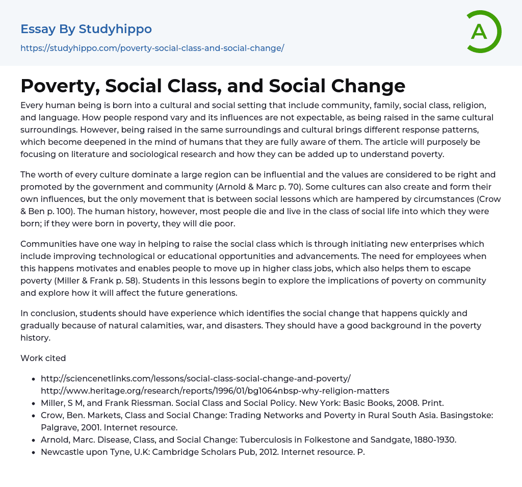 poverty and social class essay