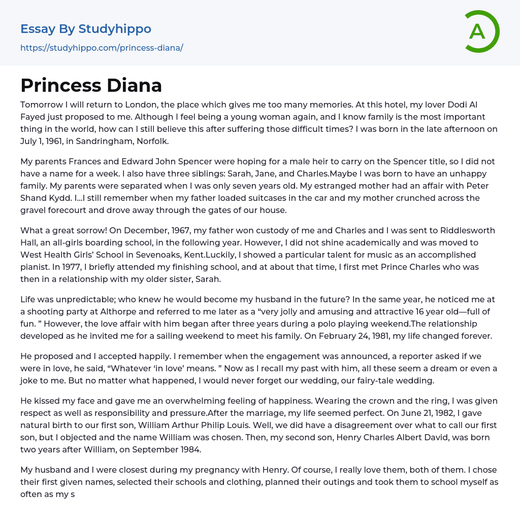 Princess Diana Essay Example