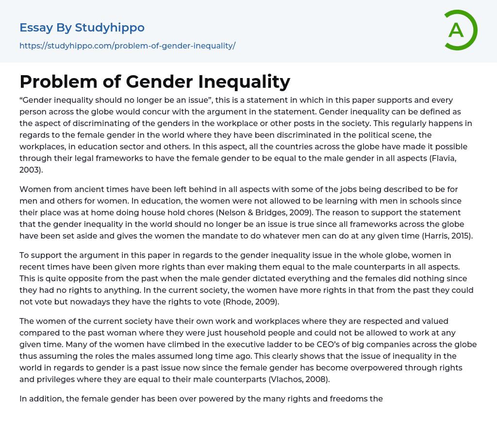Problem of Gender Inequality Essay Example