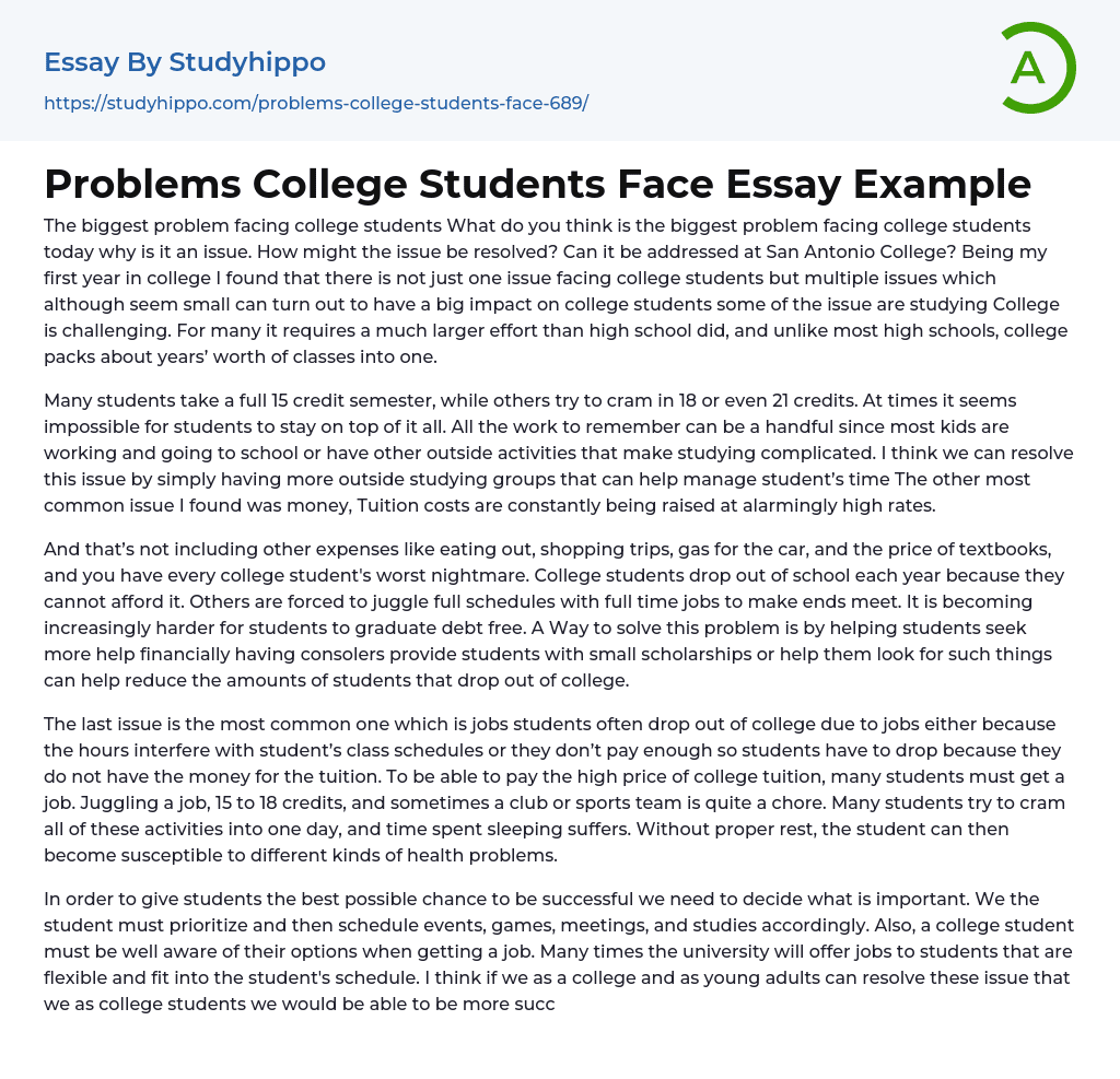 challenges college students face essay