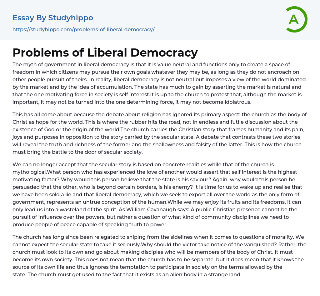 Problems of Liberal Democracy Essay Example