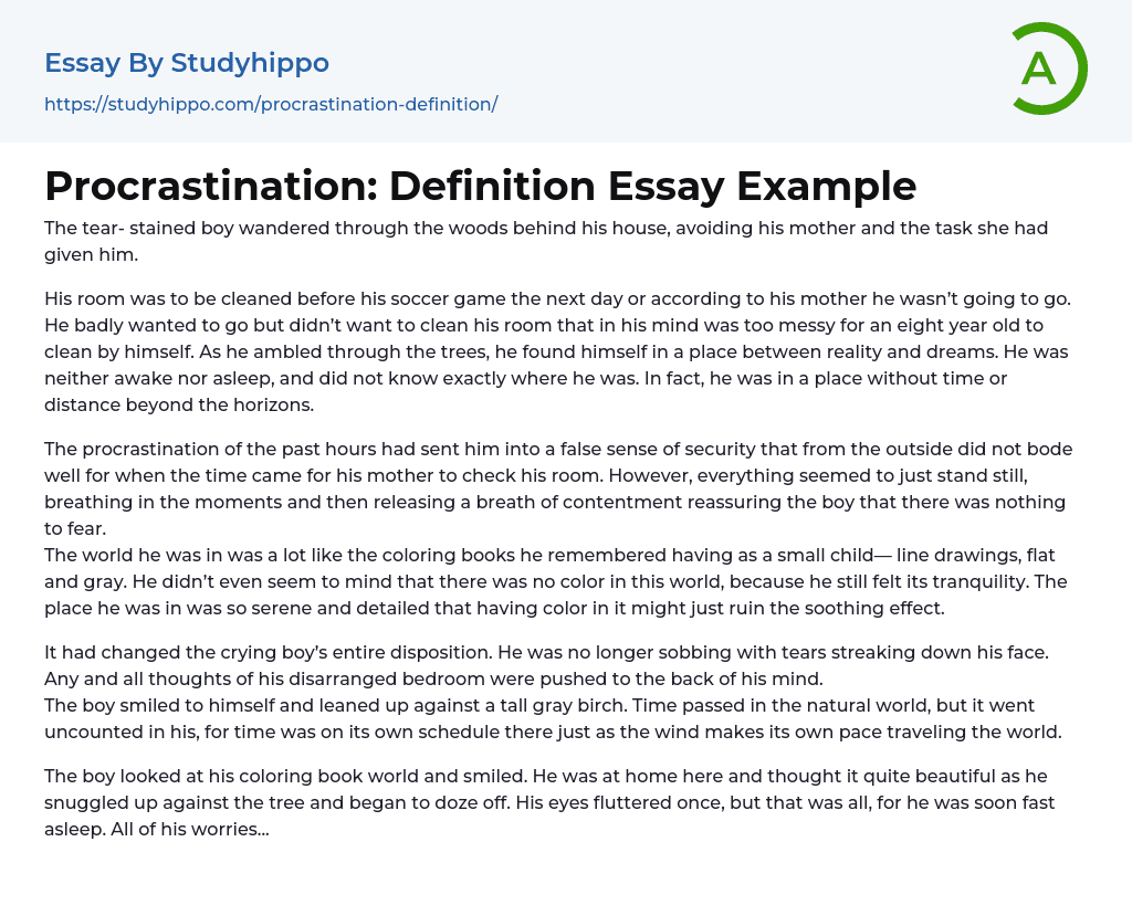 Procrastination: Definition Essay Example