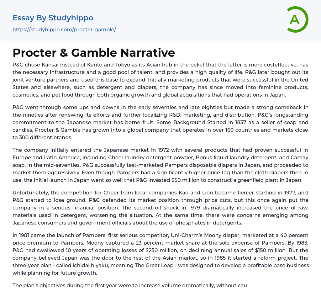 Procter & Gamble Narrative Essay Example