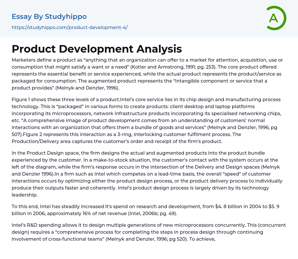Product Development Analysis Essay Example