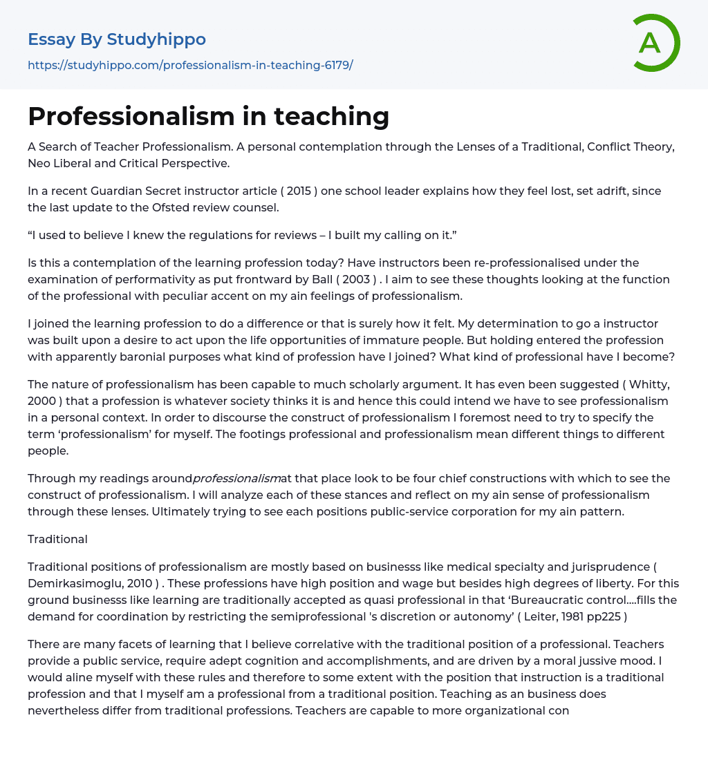 case study on teaching professionalism