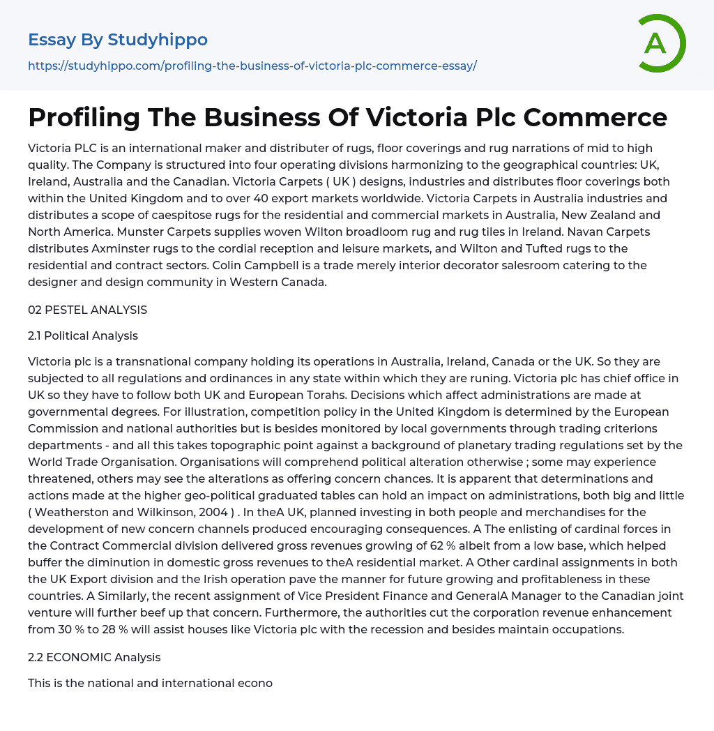 Profiling The Business Of Victoria Plc Commerce Essay Example