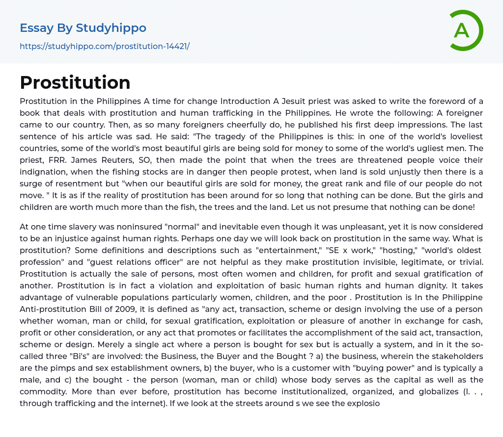 Prostitution Essay Example