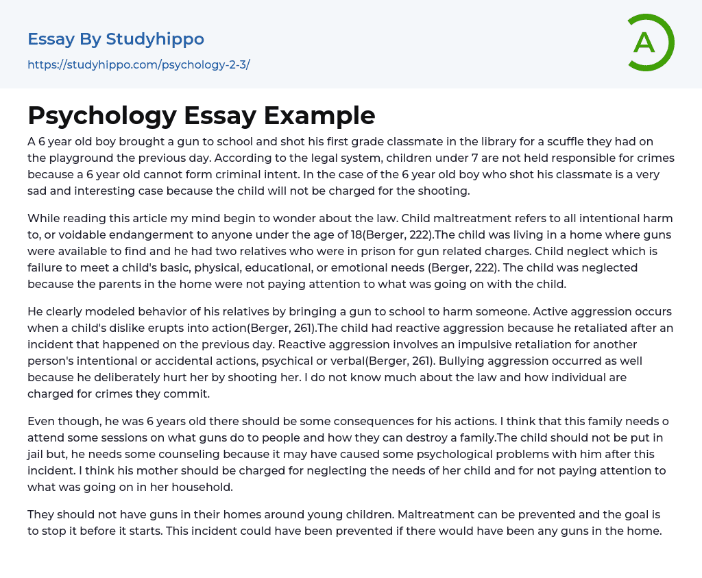 Psychology Essay Example