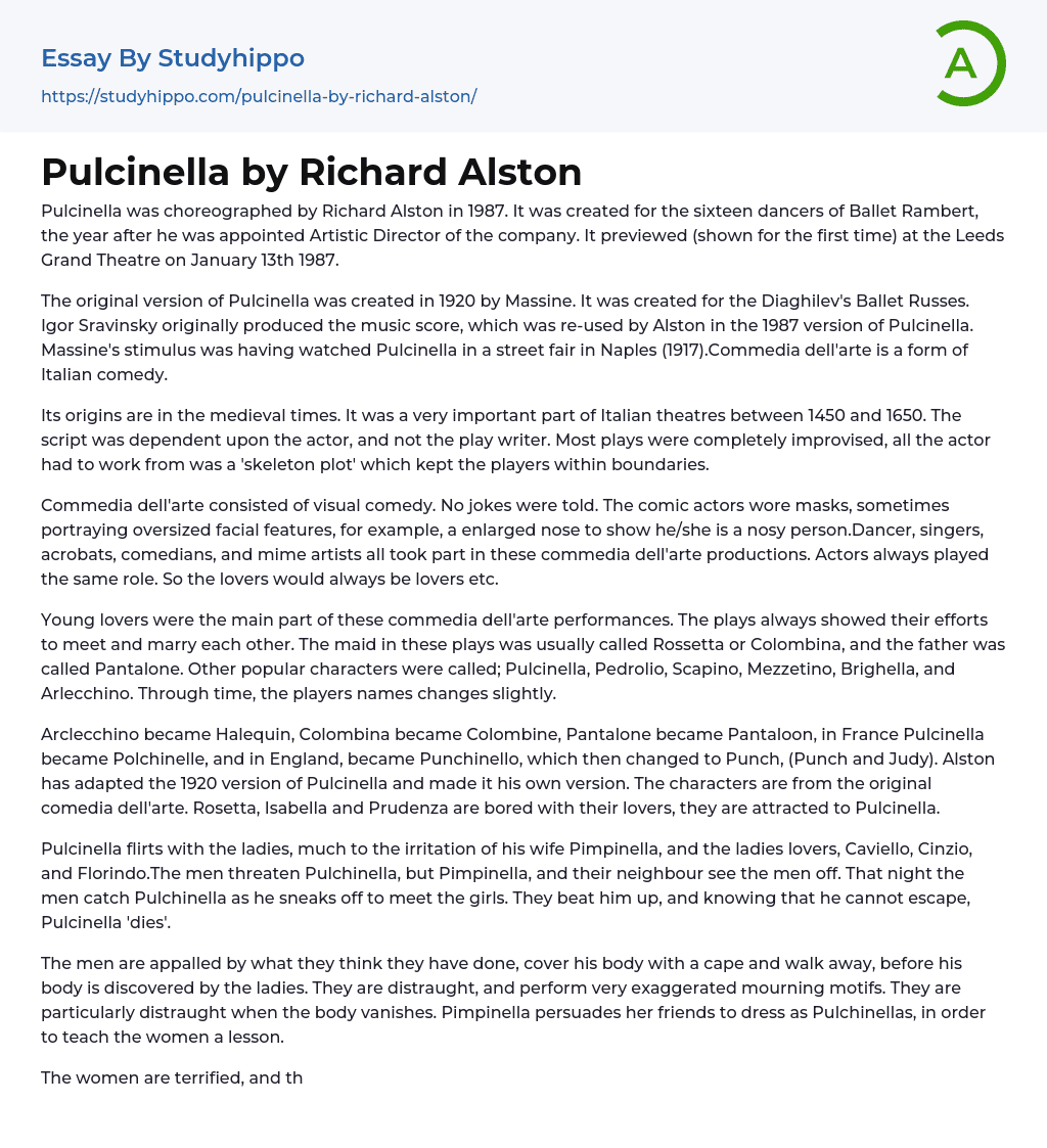 Pulcinella by Richard Alston Essay Example