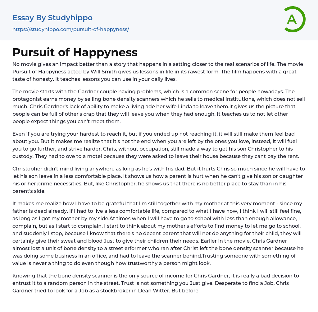the pursuit of happiness essay questions