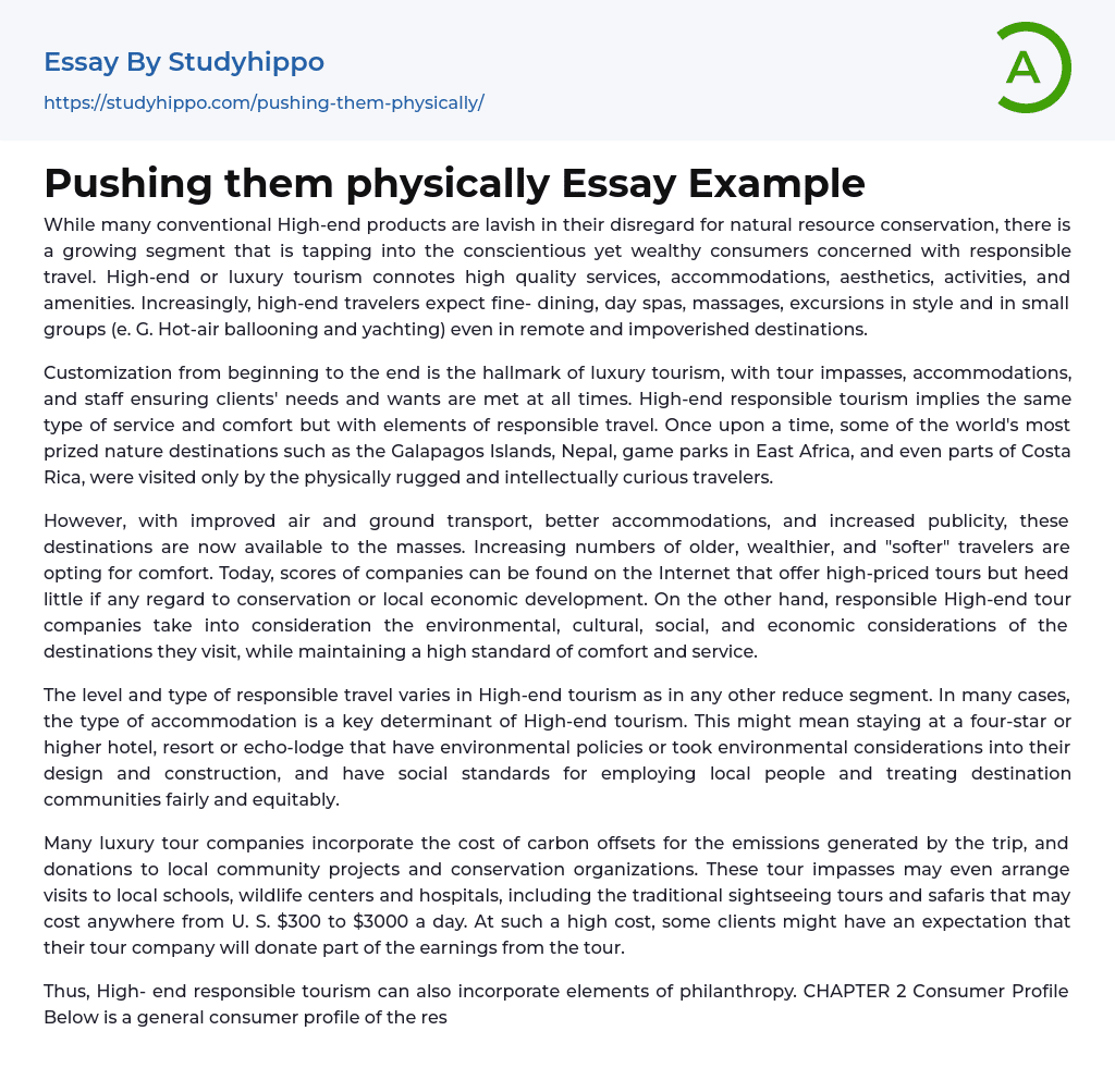 Pushing them physically Essay Example