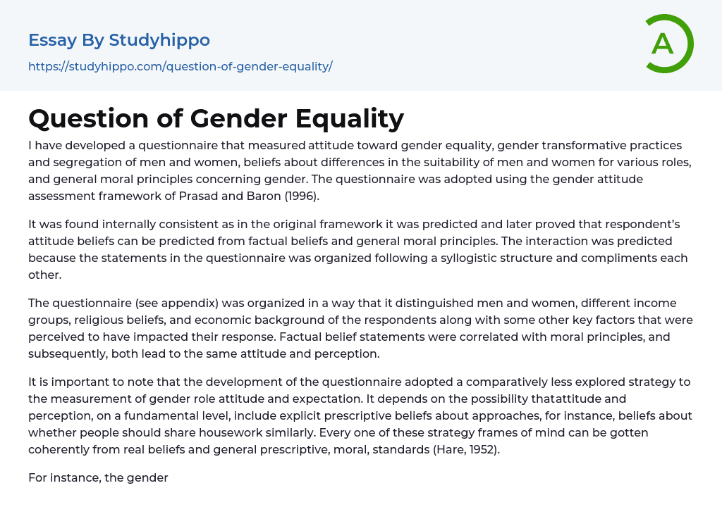 gender equality essay question