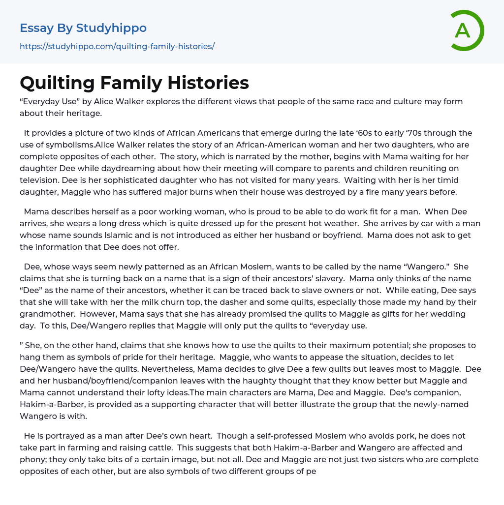 Quilting Family Histories Essay Example