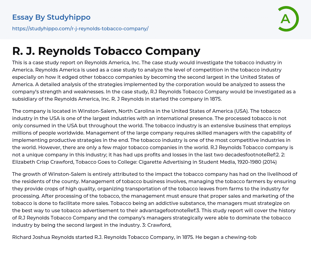 tobacco companies essay