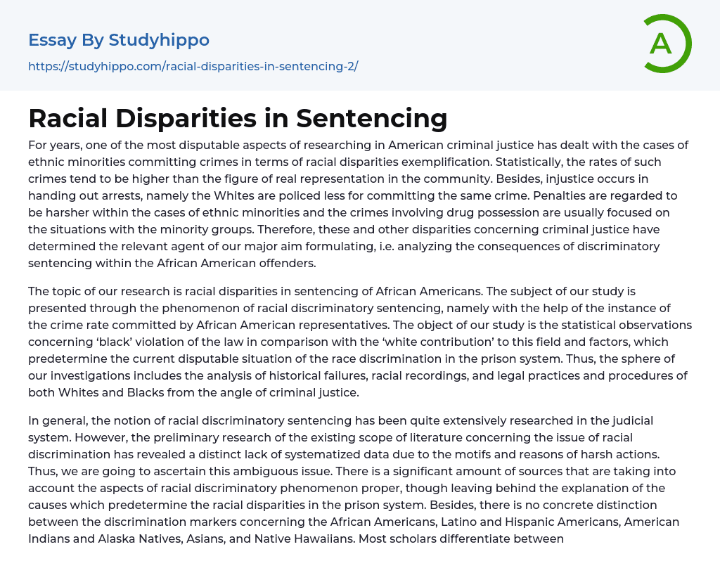 Racial Disparities in Sentencing Essay Example