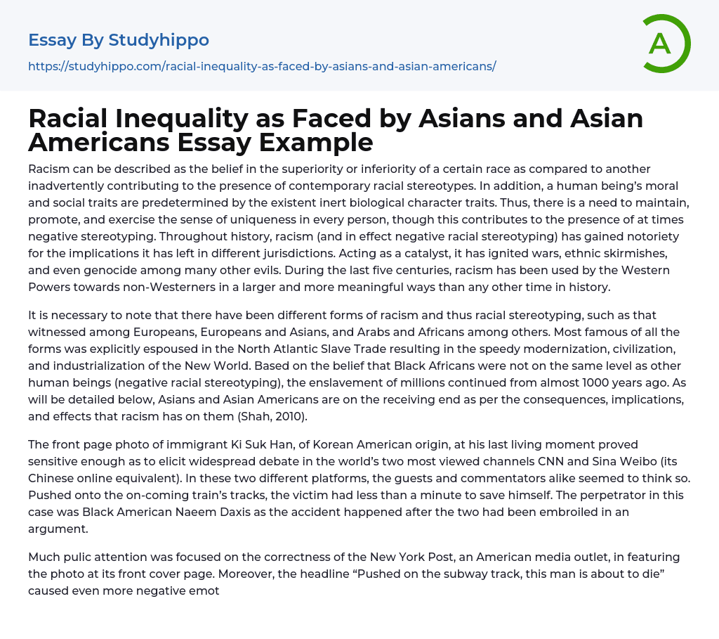race and ethnic inequality essay