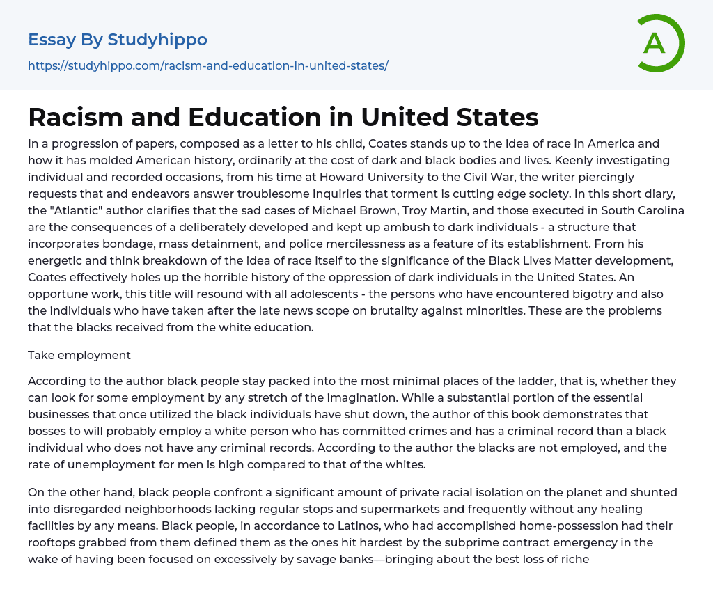 Racism and Education in United States Essay Example