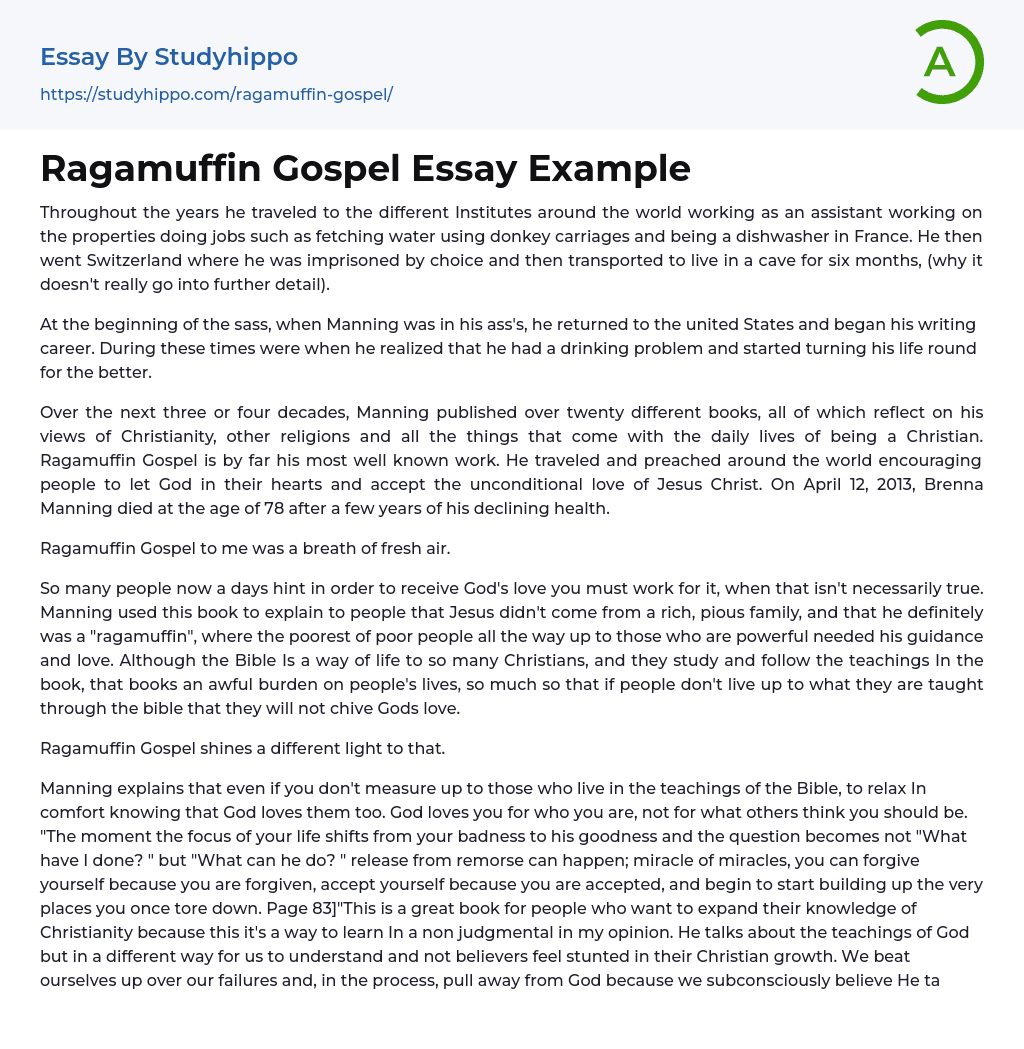 Ragamuffin Gospel Essay Example