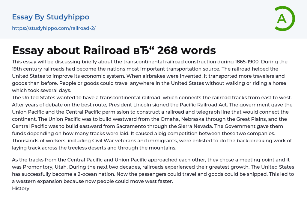 Essay about Railroad 268 words