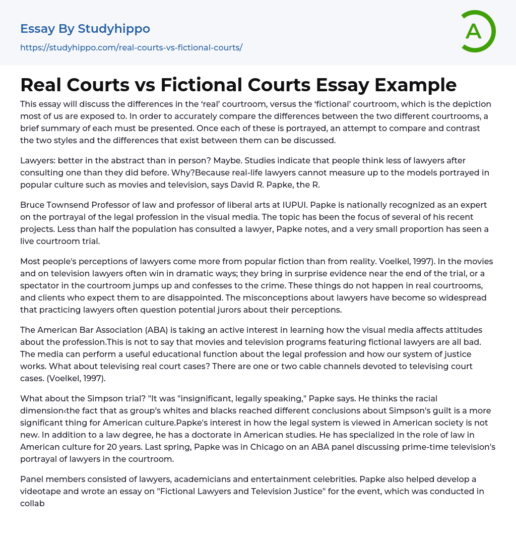 Real Courts vs Fictional Courts Essay Example