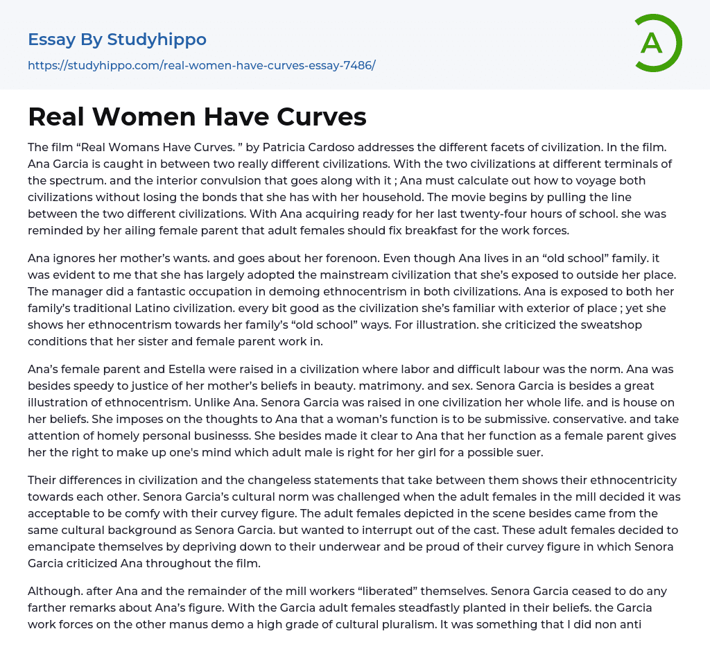 Real Women Have Curves Essay Example