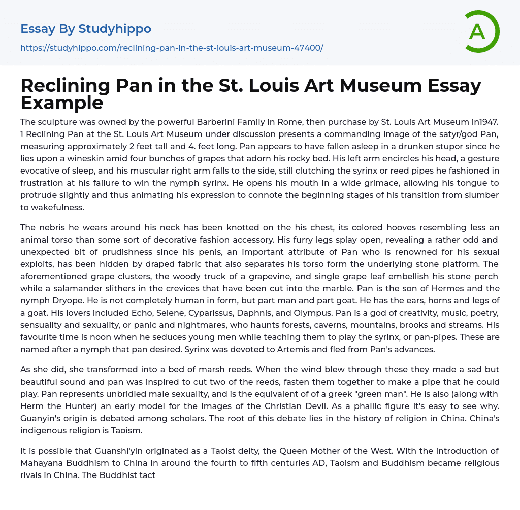 Reclining Pan in the St. Louis Art Museum Essay Example